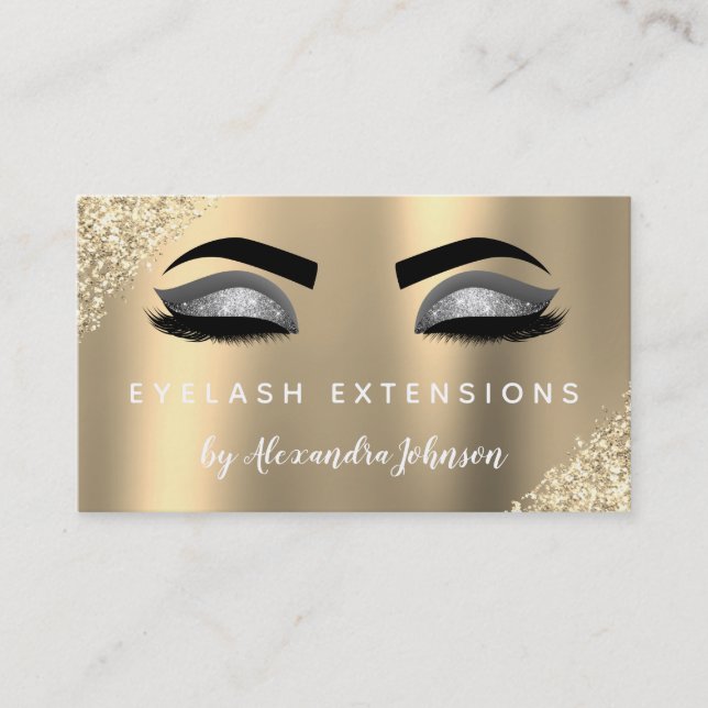 Carte De Visite Extensions Eyelash Parties scintillant or de luxe (Devant)