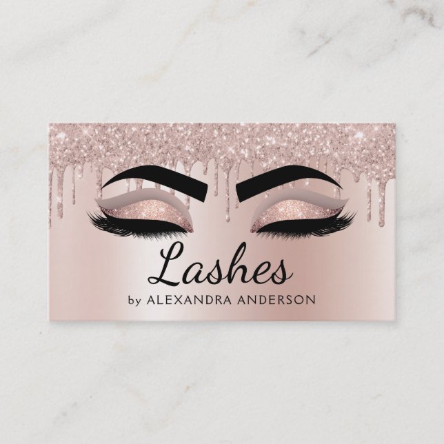 Carte De Visite Extensions Eyelash Parties scintillant  Rose Or (Devant)