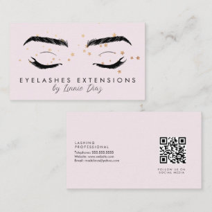 Carte De Visite Extensions Eyelash Salon Faux Foil Stars Rose