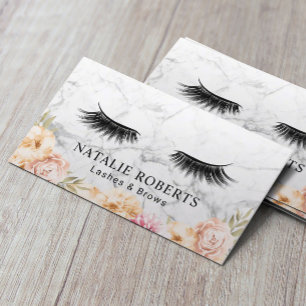 Carte De Visite Extensions Eyelash Salon Marbre Floral Vintage