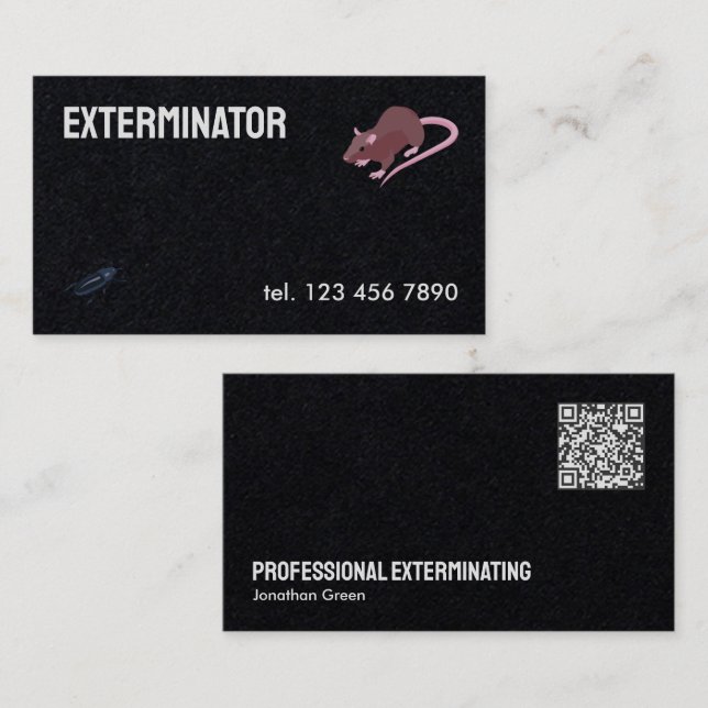 Carte De Visite Extermination Pest personnalisé QR (Devant / Derrière)