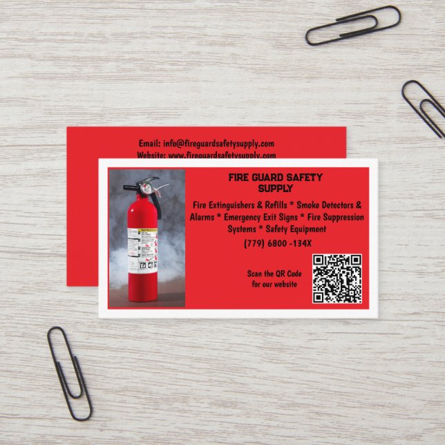 Carte De Visite Extincteur rouge Sécurité incendie   (Devant/Arrière en situation)