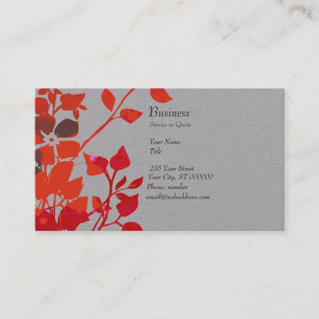 Carte De Visite Extravaganza rouge Floral Zen Harmony (Devant)