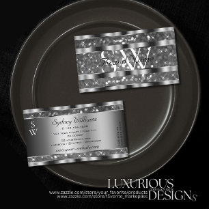 Carte De Visite Eye Catching Argent Parties scintillant Étoiles ét