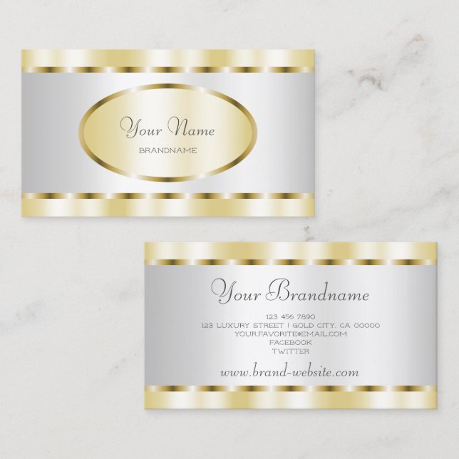 Carte De Visite Eye Catching Gold et Silver Effet Professional (Devant / Derrière)