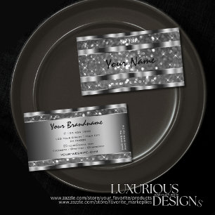 Carte De Visite Eye Catching Silver Parties scintillant Étoiles ét