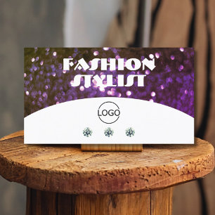 Carte De Visite Eye Catching White Purple Sparkle Parties scintill