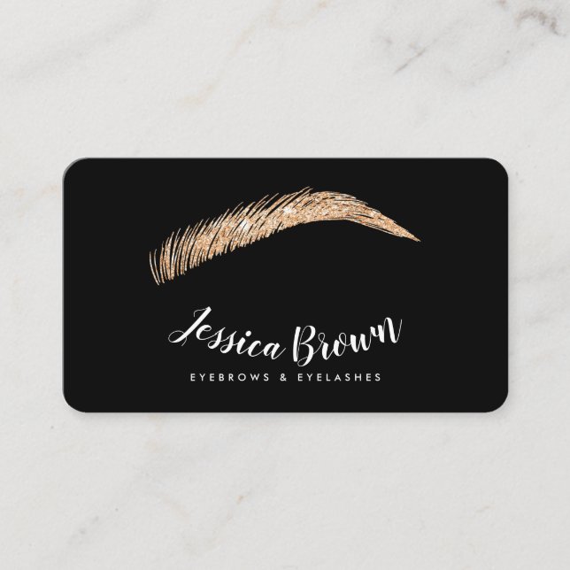 Carte De Visite Eyebrow lashes rose or nom parties scintillant gla (Devant)