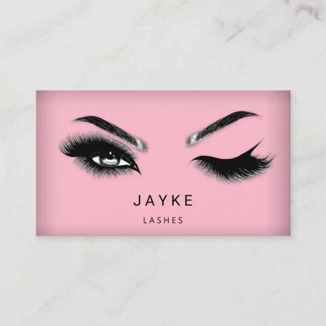 Carte De Visite Éyelash Brow Microblade QR Logo rose (Devant)