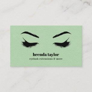 Carte De Visite Eyelash Browbar chic en cuir vert professionnel