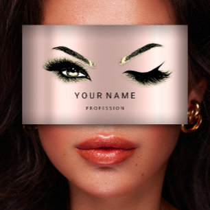 Carte De Visite Eyelash Brows Microblade QRCODE Logo Rose Poudre