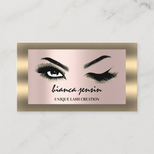 Carte De Visite Eyelash Brows Microblading QRCODE Logo Rose encadr (Devant)