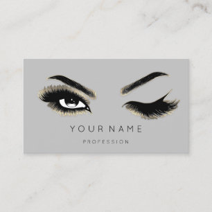 Carte De Visite Eyelash Brows Microbling QRCODE Logo Gold Grey