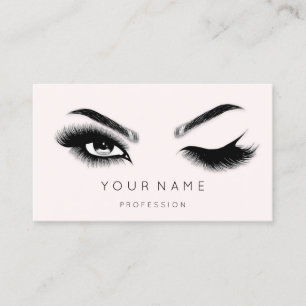 Carte De Visite Eyelash Brows Microbling QRCODE Logo Pink Pastel