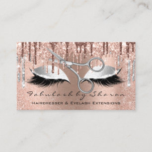 Carte De Visite Eyelash Coiffeur Styliste Scisser Rose Silver