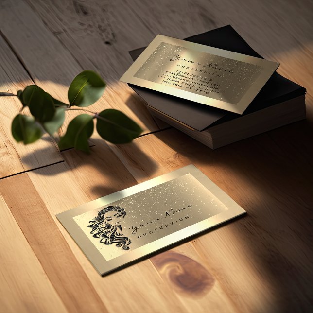 Carte De Visite Eyelash Extension Maquillage Artiste Cheveux Gold  (Eyelash Extension Makeup Artist Hair GoldConfetti Business Card)