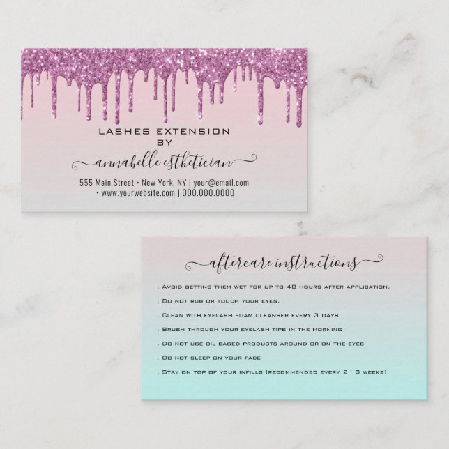 Carte De Visite Eyelash Extension Parties scintillant d'instructio (Devant / Derrière)