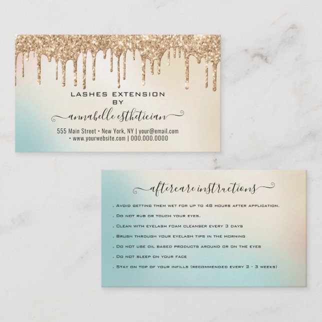 Carte De Visite Eyelash Extension Parties scintillant d'instructio (Devant / Derrière)