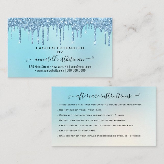 Carte De Visite Eyelash Extension Parties scintillant d'instructio (Devant / Derrière)