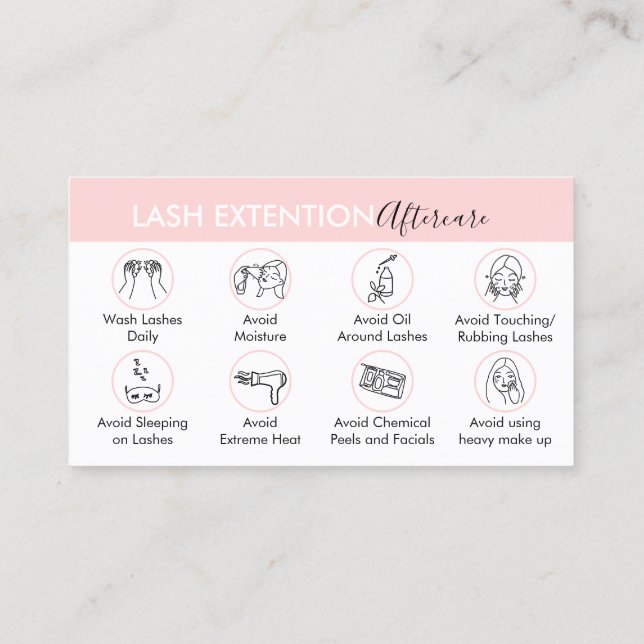 Carte De Visite Eyelash Extension Produits Instruction post-traite (Dos)