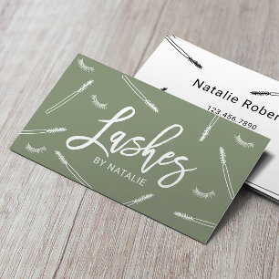 Carte De Visite Eyelash Extensions Lash Bar Sage Green Salon