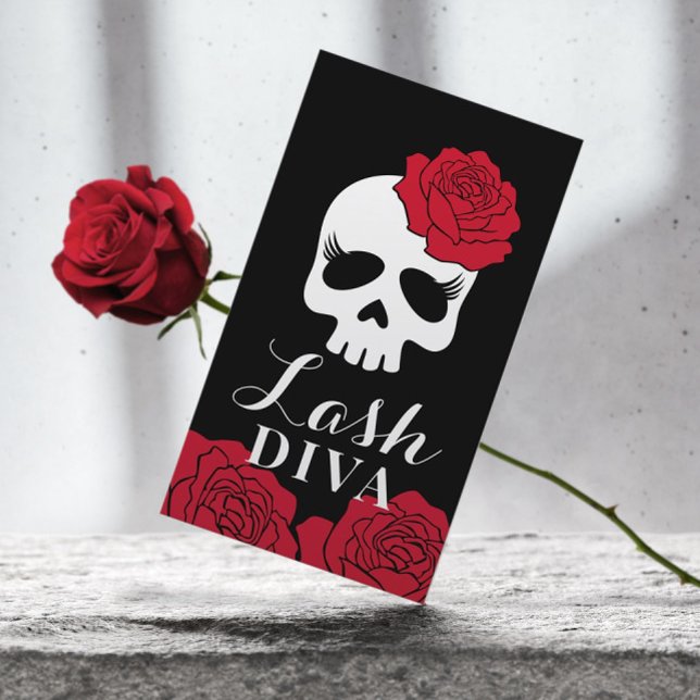 Carte De Visite Eyelash Extensions Lash Salon Beauté Floral Crâne (Créateur téléchargé)