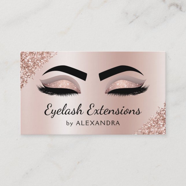 Carte De Visite Eyelash Extensions Lashes Parties scintillant Rose (Devant)