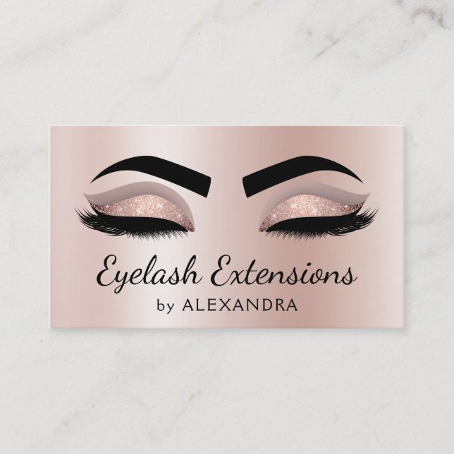 Carte De Visite Eyelash Extensions Lashes Parties scintillant Rose (Devant)