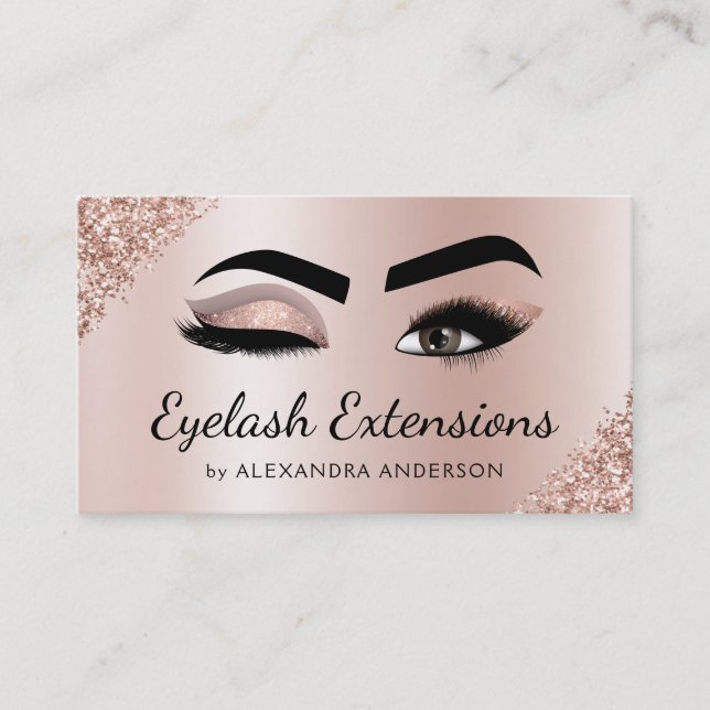 Carte De Visite Eyelash Extensions Lashes Parties scintillant Rose (Devant)