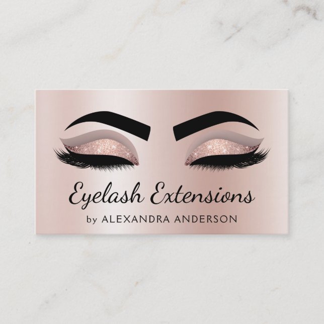 Carte De Visite Eyelash Extensions Lashes Parties scintillant Rose (Devant)