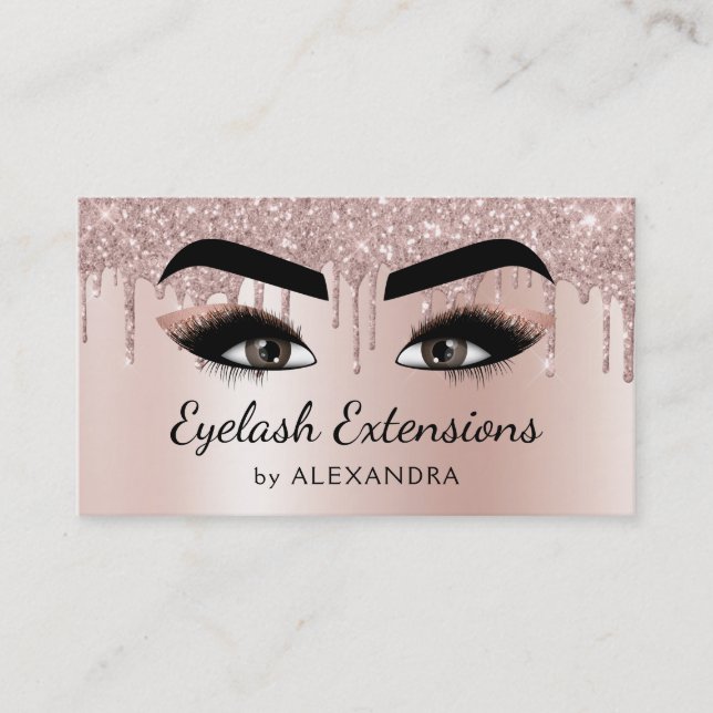 Carte De Visite Eyelash Extensions Lashes Parties scintillant Rose (Devant)