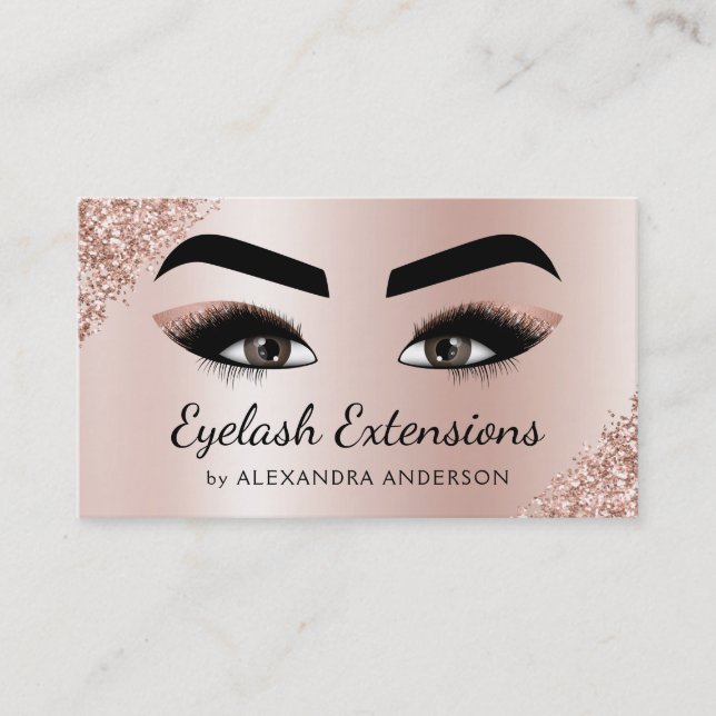 Carte De Visite Eyelash Extensions Lashes Parties scintillant Rose (Devant)