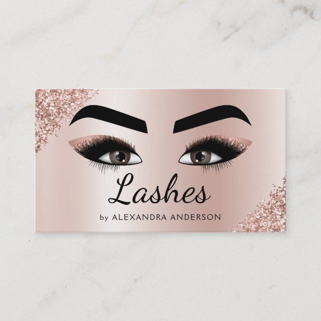 Carte De Visite Eyelash Extensions Lashes Parties scintillant Rose (Devant)