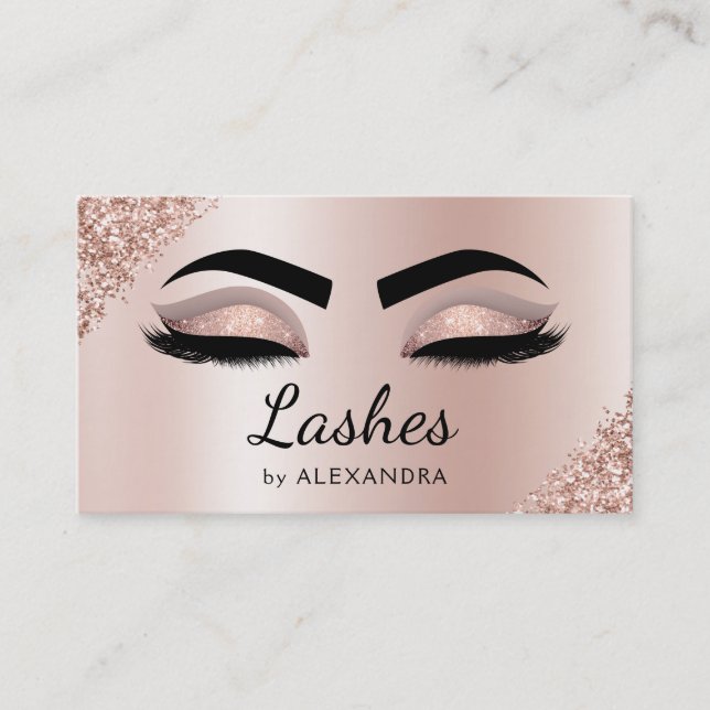 Carte De Visite Eyelash Extensions Lashes Parties scintillant Rose (Devant)