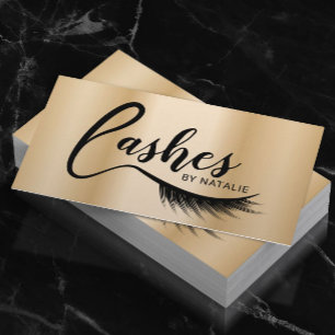 Carte De Visite Eyelash Extensions Lashes Typographie Gold Salon