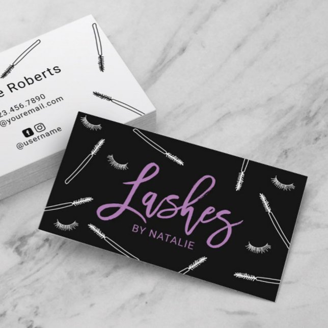 Carte De Visite Eyelash Extensions Maquillage Artist Lash Bar Purp (Créateur téléchargé)
