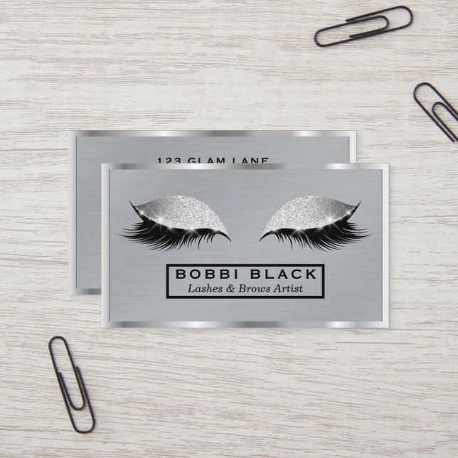 Carte De Visite Eyelash Extensions Parties scintillant maquillage  (Devant/Arrière en situation)