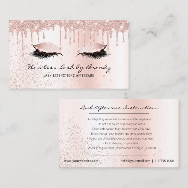 Carte De Visite Eyelash Extensions post-soins Glam Lashes Business (Devant / Derrière)