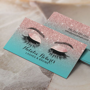 Carte De Visite Eyelash Extensions Rose Gold & Turquoise Parties s