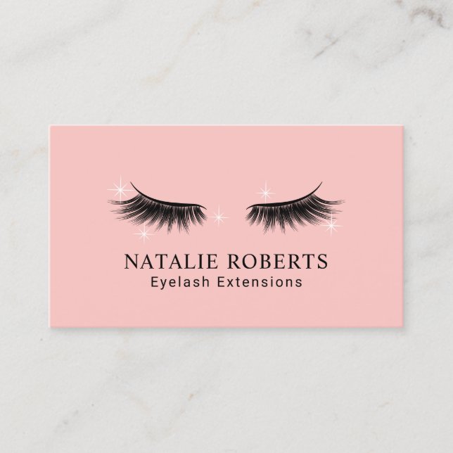 Carte De Visite Eyelash Extensions Salon de beauté Élégant rose (Devant)