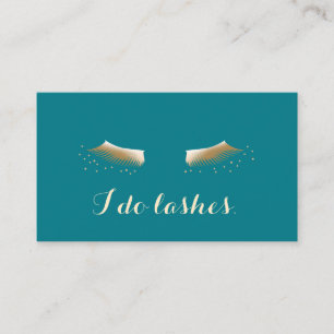 Carte De Visite Eyelash Extensions Turquoise & Gold Elegant