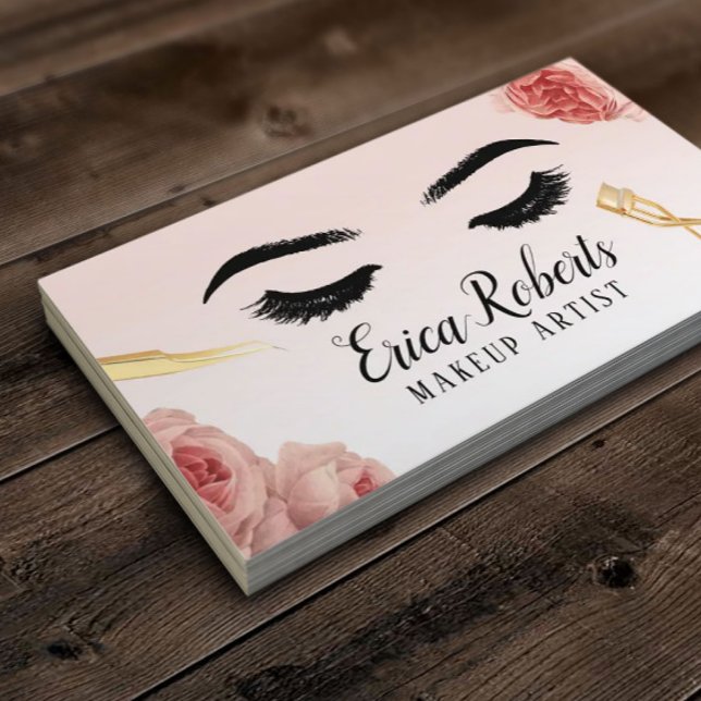 Carte De Visite Eyelash Extensions Vintage Floral Lashes Salon (Créateur téléchargé)