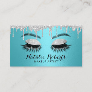 Carte De Visite Eyelash Makeup Artiste Turquoise & Silver Salon