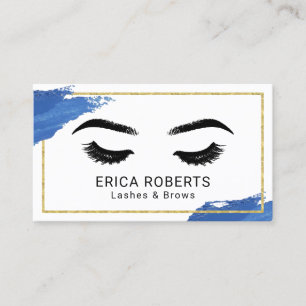 Carte De Visite Eyelash Maquillage Artiste Royal Blue Brushstroke 