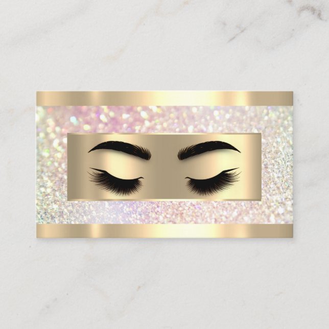 Carte De Visite Eyelash Maquillage Holographe Code QR Logo Parties (Devant)