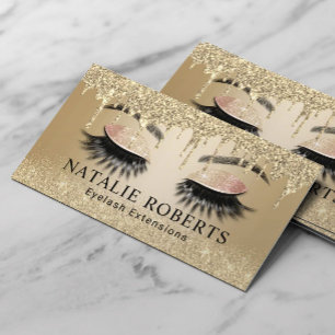 Carte De Visite Eyelash prolonge le salon de beauté branché Gold