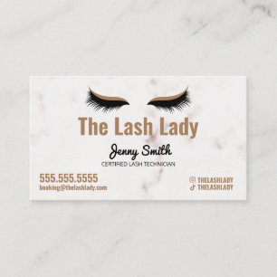 Carte De Visite EyeLash Tech Lash Salon de beauté Luxe Marble Gold