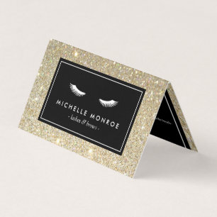 Carte De Visite Eyelashes avec Gold Parties scintillant Salon Afte