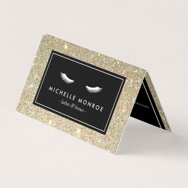 Carte De Visite Eyelashes avec Gold Parties scintillant Salon Afte (Devant)