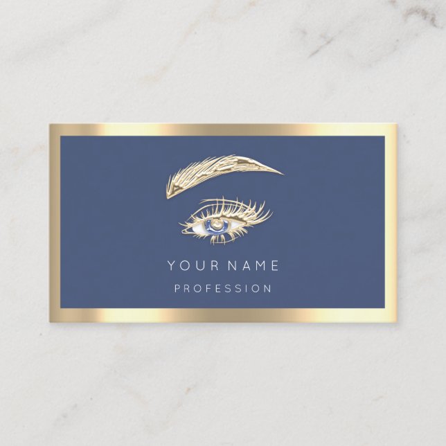 Carte De Visite Eyelashes Brow Maquillage Logo Qr Code Blue Marine (Devant)